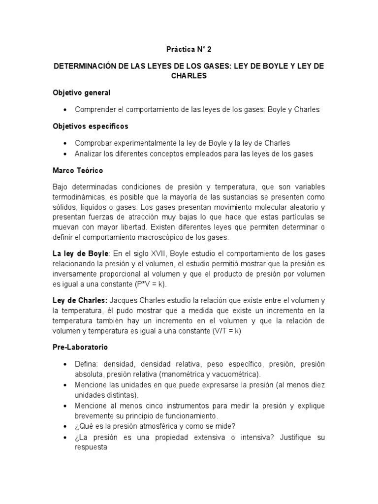 Leyes de los Gases: Boyle y Charles | PDF | Gases | Presión