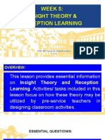 Week 5: Insight Theory & Reception Learning: Prof. Ma. Laarni D. Buenaventura