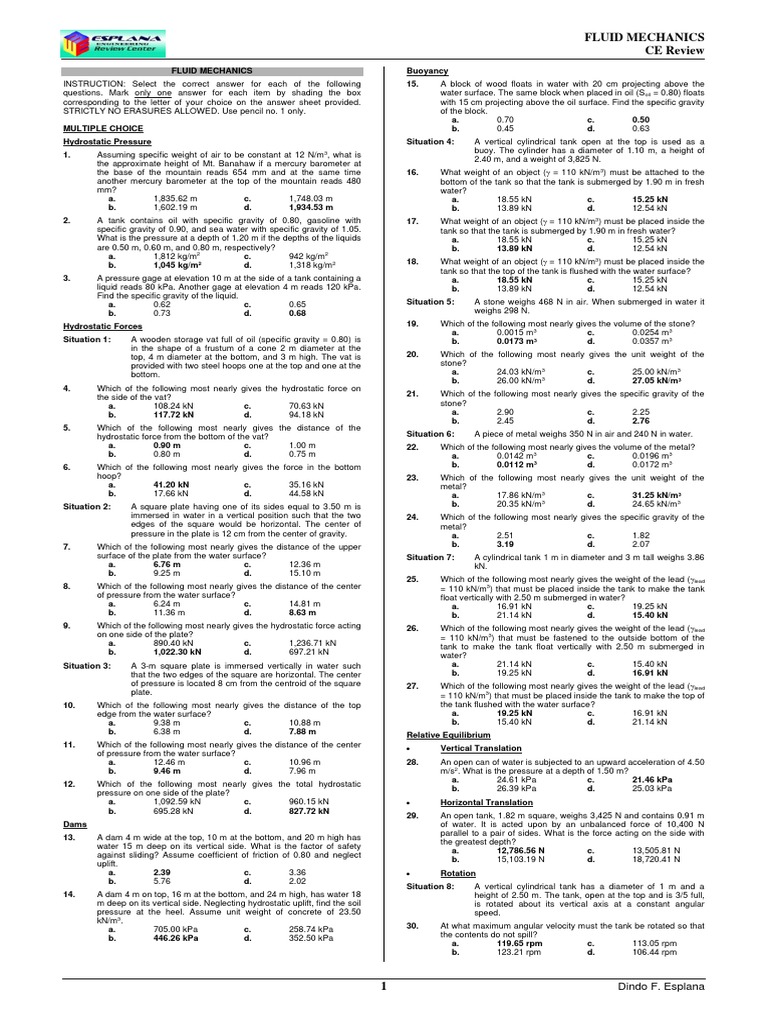 16 Fluid Mechanics Review Notes 1 PDF PDF