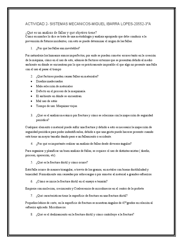 Act 2. Miguel Ibarra Lopez-20552-3A | PDF | Fractura | Rodamiento ...