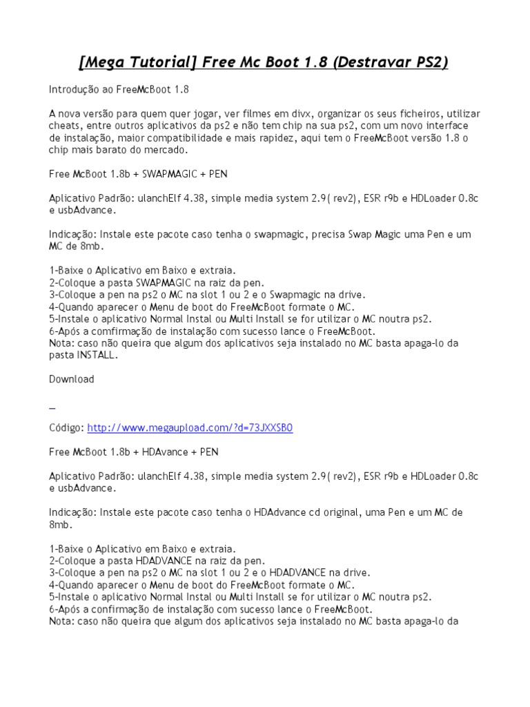 Mega Tutorial) Free MC Boot 1.8 (Des. | PDF | Hardware De.