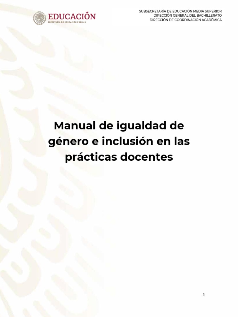 Manual de Igualdad de Género Educativa | PDF | Estudios de género ...