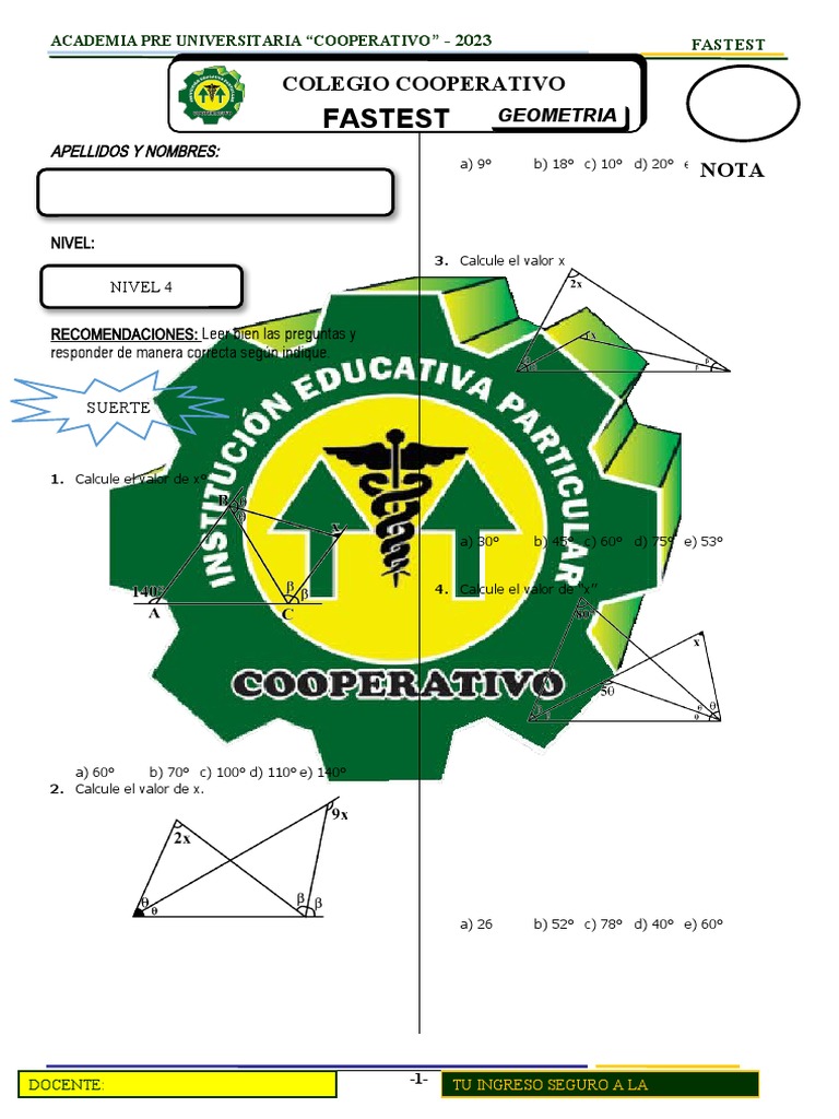 Fast test geometria nivel 4 sem 6 pdf