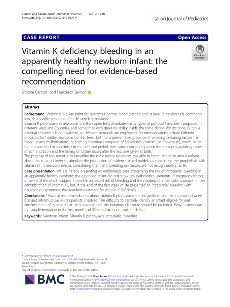 Vitamin K Deficiency Bleeding in An PDF PDF Bleeding Dose
