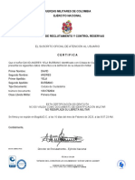 Certificado militar de David Yela