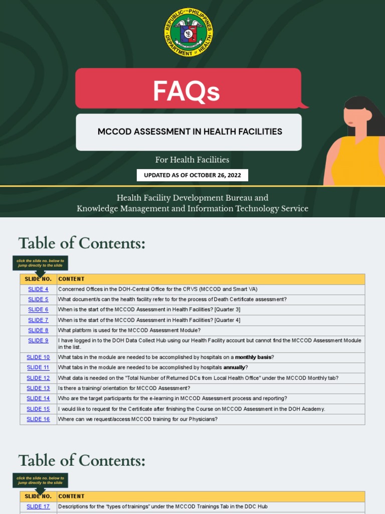 MCCOD Assessment Guidelines for Health Facilities | PDF | Educational ...