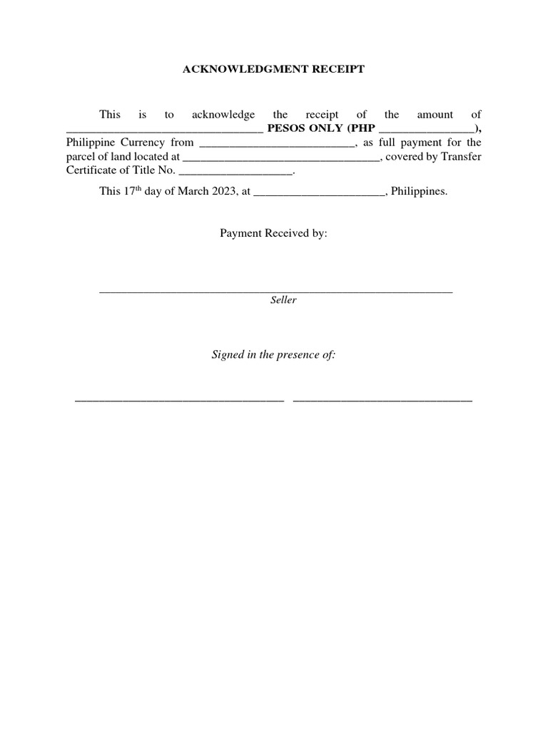 Acknowledgment Receipt PDF | PDF