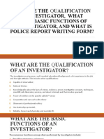 Essential Qualifications, Functions & Report Writing for Investigators