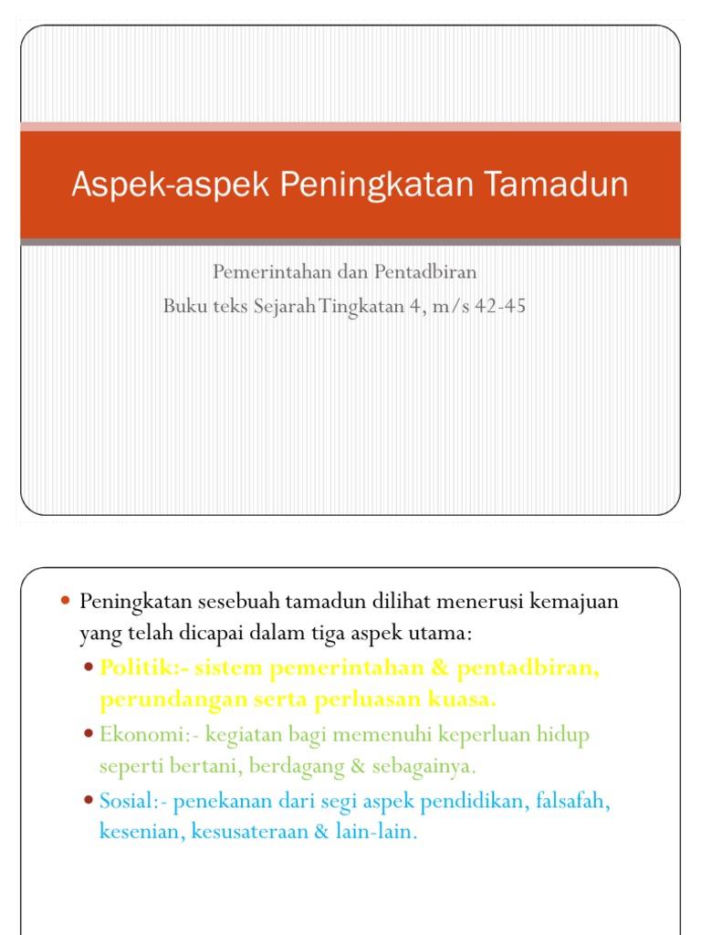 Aspek Aspek Peningkatan Tamadun Pdf