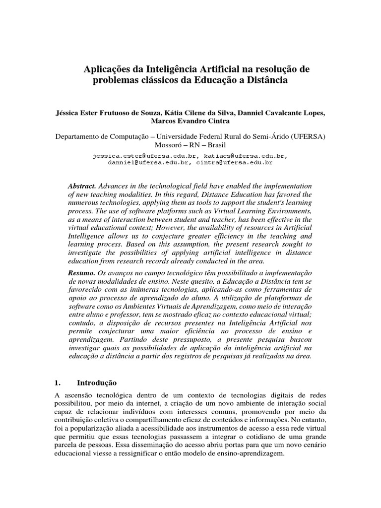 IA na Educação a Distância: Aplicações e Possibilidades | PDF ...