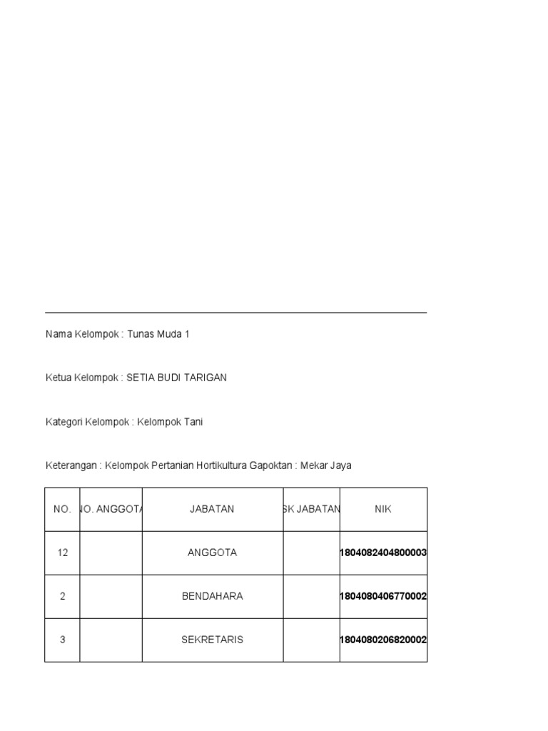 Data Tunas Muda 1 PDF