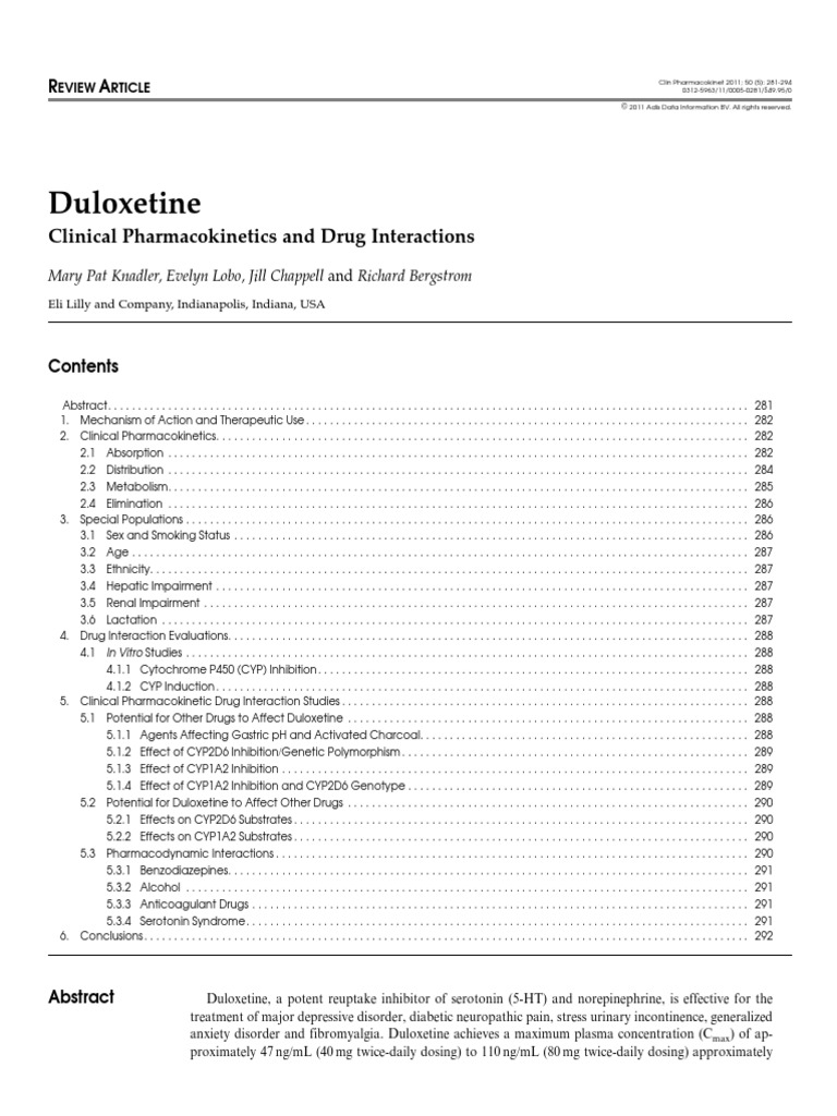 duloxetine and gabapentin drug interactions
