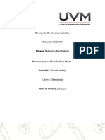 Barbara Judith Carranza Castañon: Matricula: 540138799 Materia: Nutrición y Metabolismo