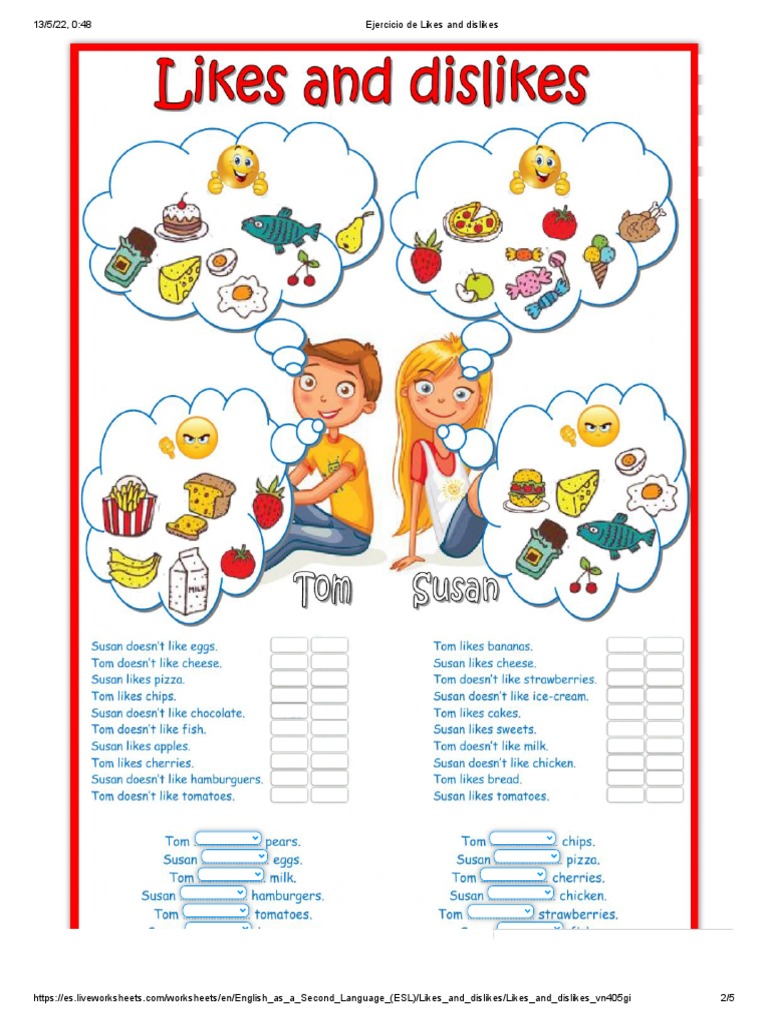Likes and Dislikes Exercises | PDF | Social Science