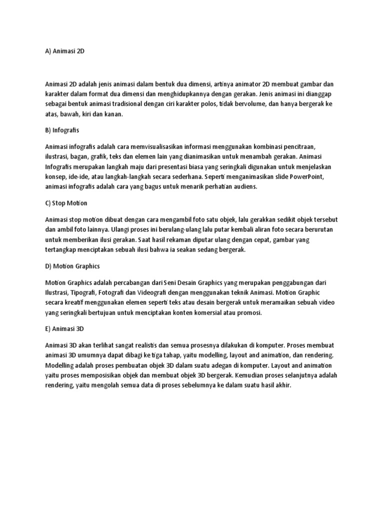 Jenis Jenis Animasi | PDF