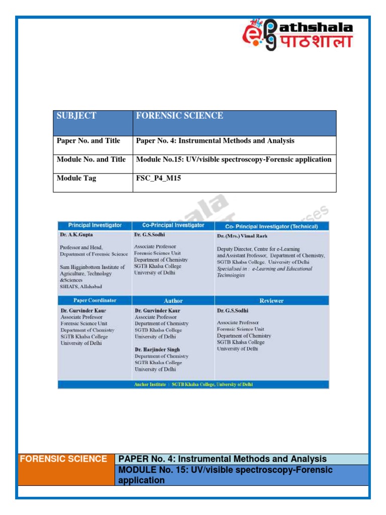 UVvisible SpectroscopyForensic Application Download Free PDF