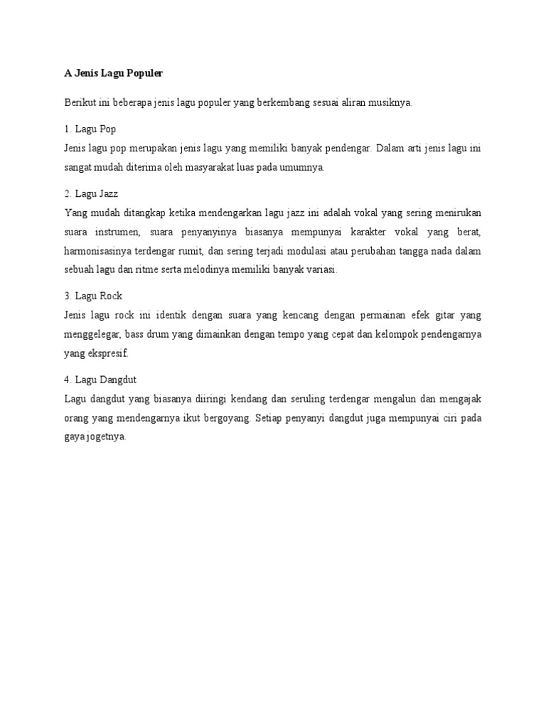 Jenis Lagu Populer | PDF