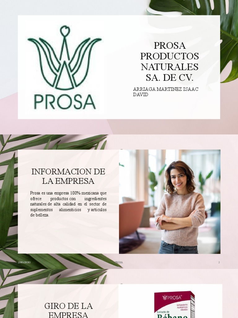 Prosa Productos Naturales Sa | PDF | Productos cosméticos | Economias