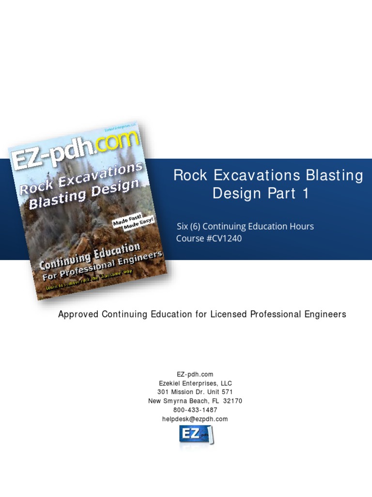 CV1240 Rock Excavations Blasting Design Part 1 PDF Physical