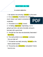 Adjectives ED / ING and Present Continuous Tenses
