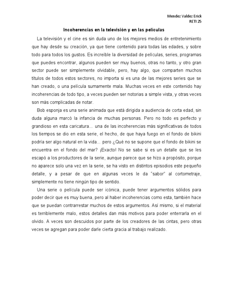 Incoherencias en Televisión y Cine | PDF | Arte