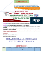 Horario de La I.E. Cerro Azul 1°,2° Y 3° Grado Primaria.: Semana N°1