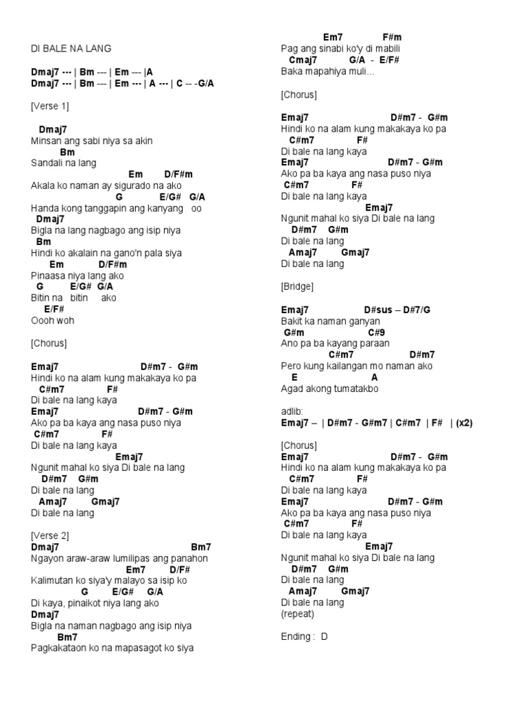 Di Bale Na Lang Meaning In Tagalog