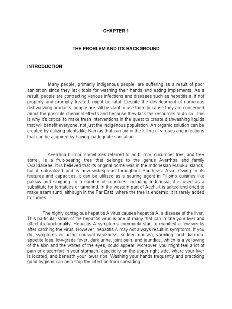 Chapter 1 Kamias As Alternative Dishwashing Liquid PDF Hepatitis