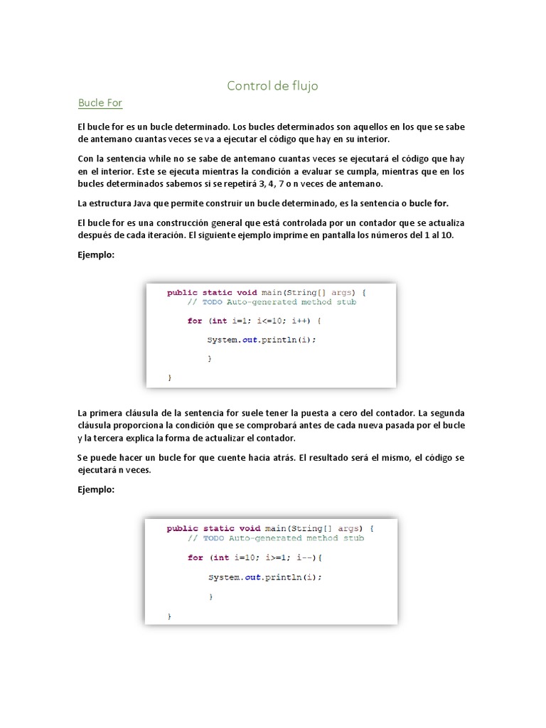 Bucle For en Java: Ejercicios y Ejemplos | PDF | Ingeniería Informática ...