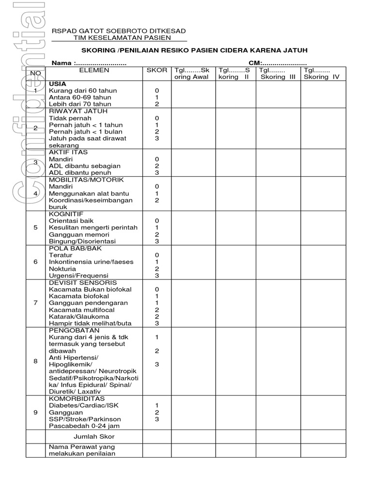 FORM SKORING PASIEN JATUH | PDF