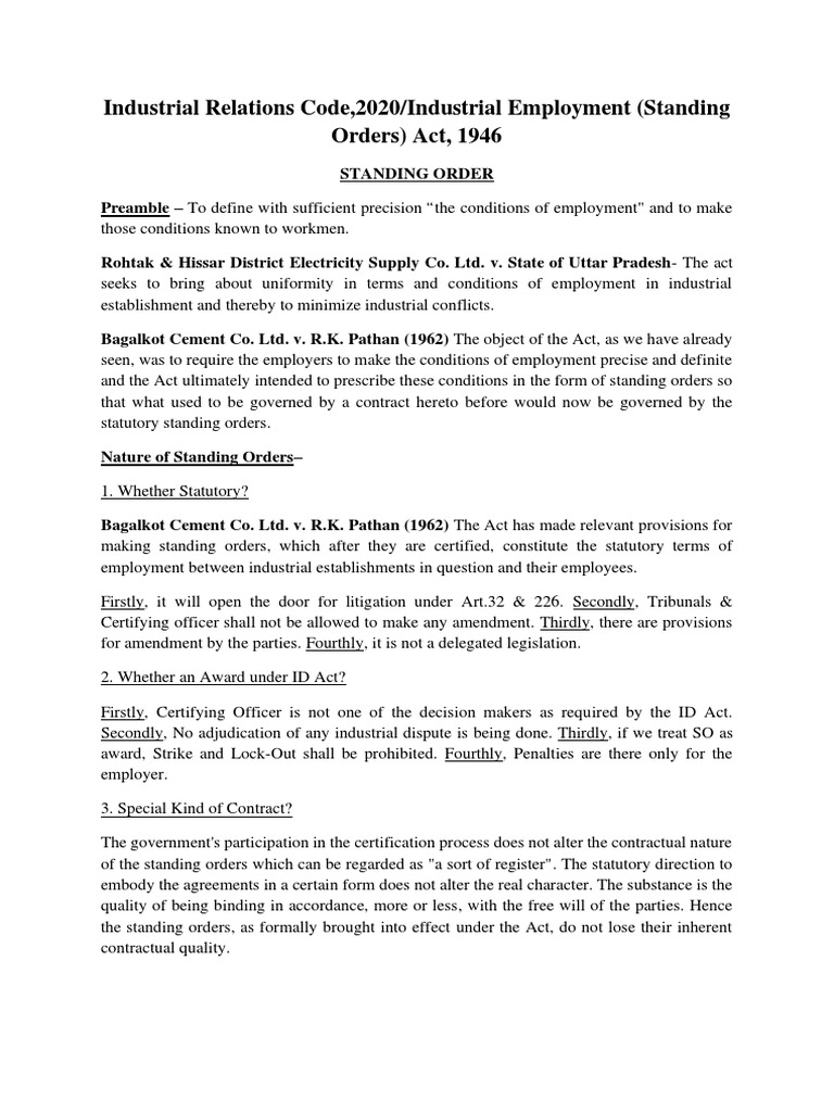 Standing Order PDF PDF Parliamentary Procedure Employment