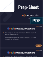 Prep Sheet Google Interview Questions