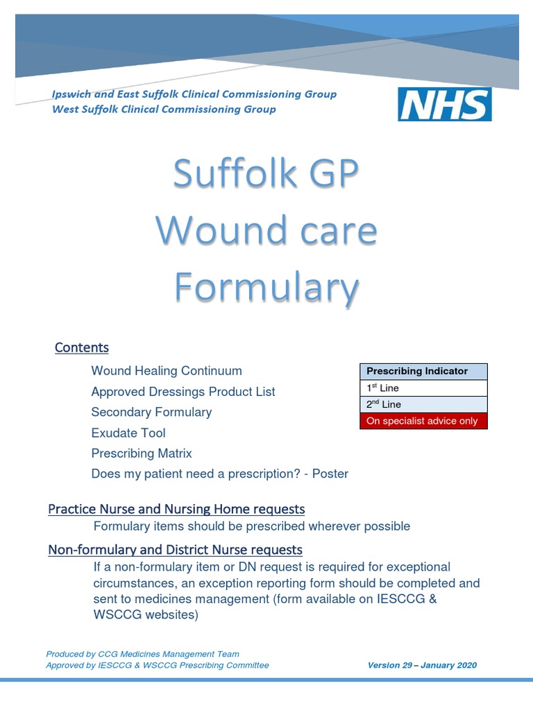 Suffolk Wound Care Formulary Guide | PDF | Wound | Health Sciences