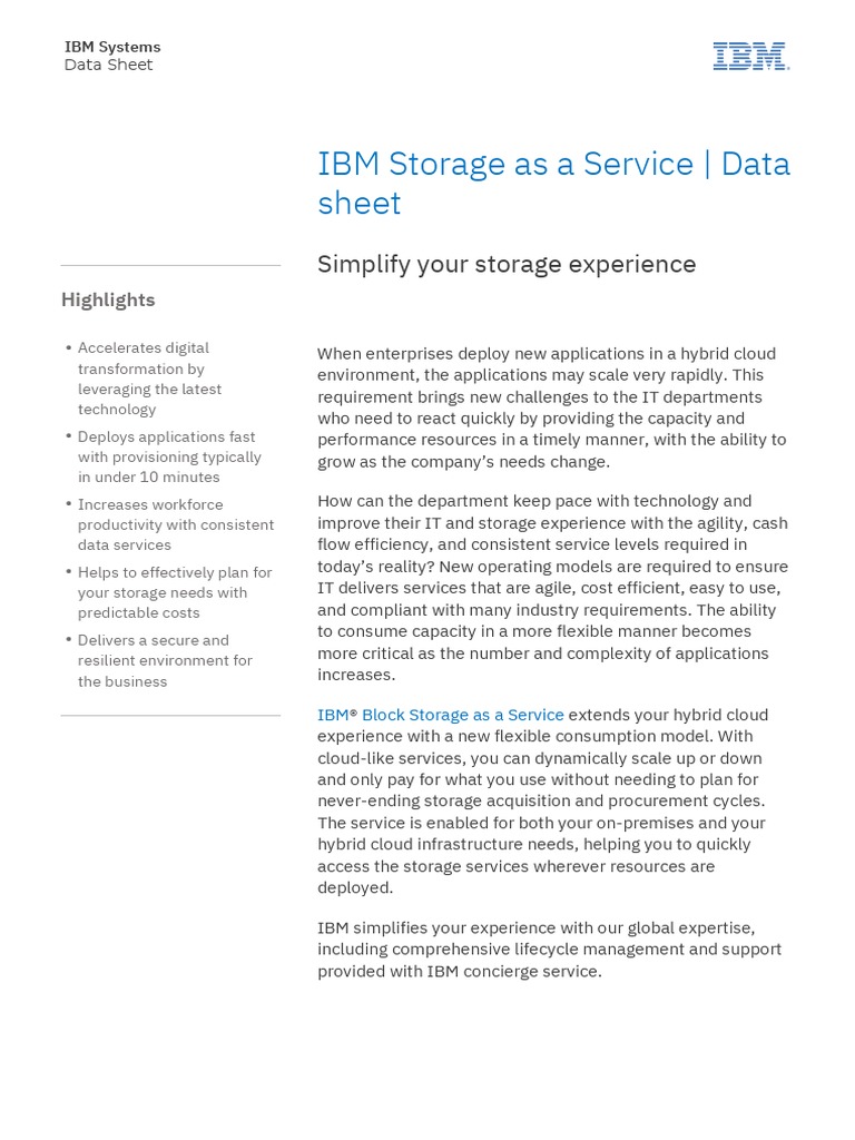 IBM Storage As A Service - Data Sheet: Simplify Your Storage Experience ...