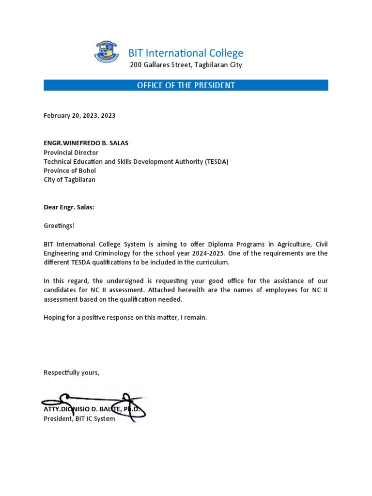 Letter For Assessment PDF