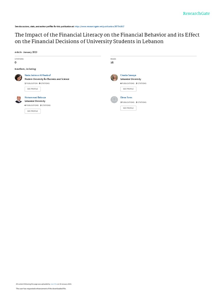 Financial Literacy's Impact on Students | PDF | Financial Literacy ...