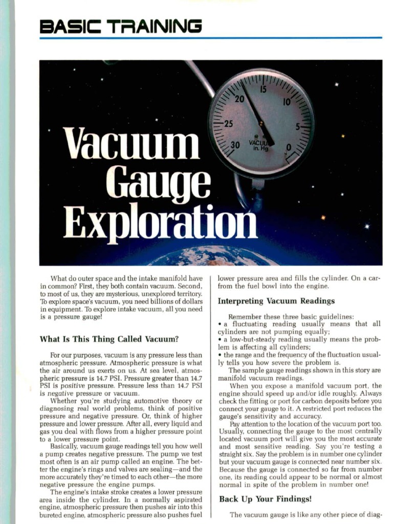 Understanding Engine Vacuum Readings | PDF | Vacuum | Pressure