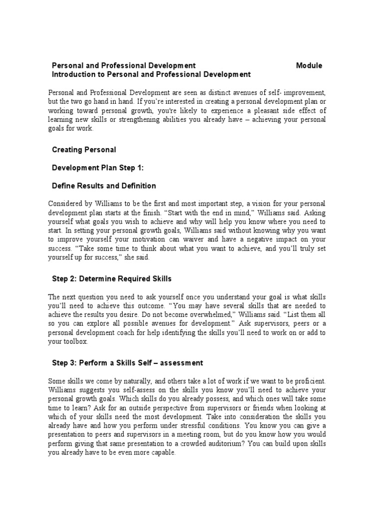 Personal and Prof Dev | PDF