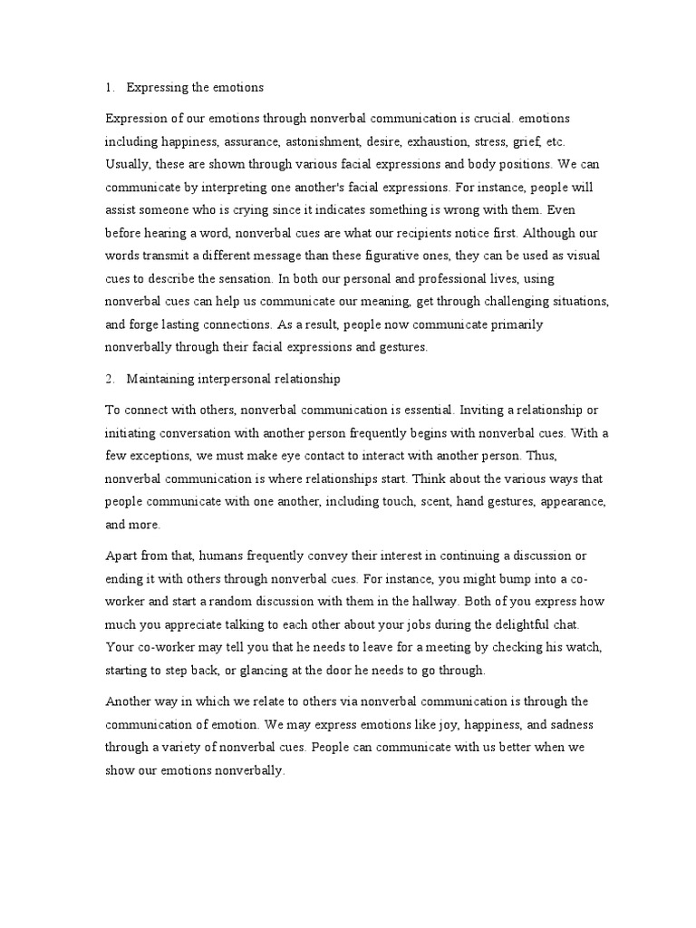 Importance of Non-Verbal Communication | PDF | Nonverbal Communication ...
