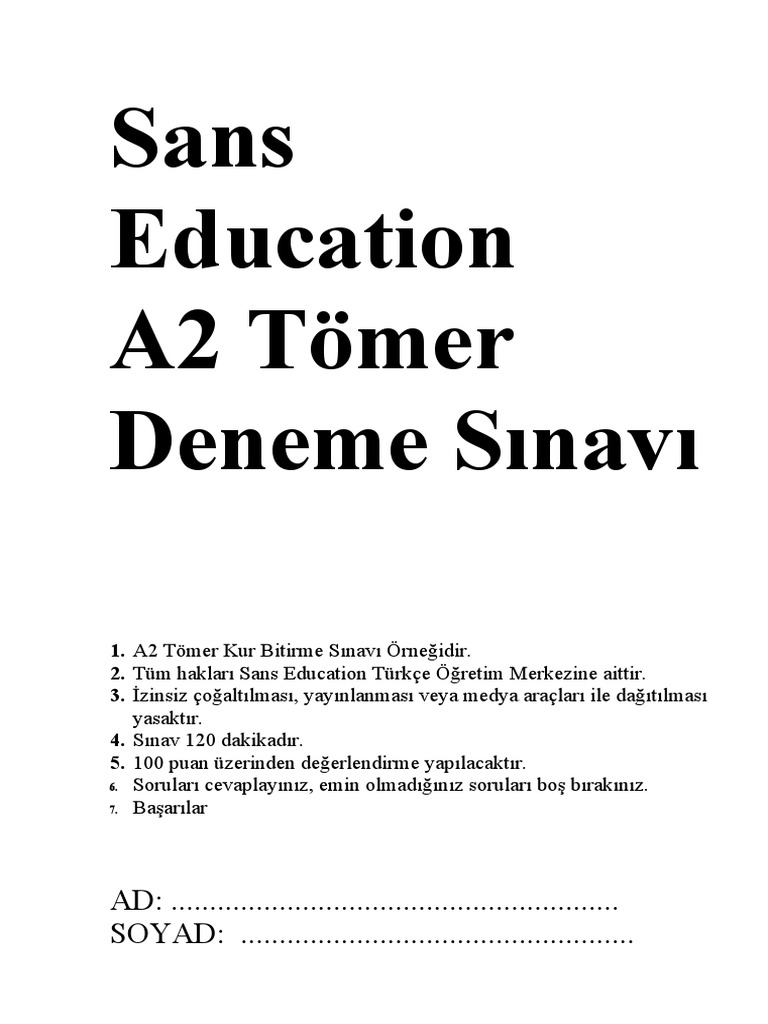 A2 Tömer Sınavı | PDF