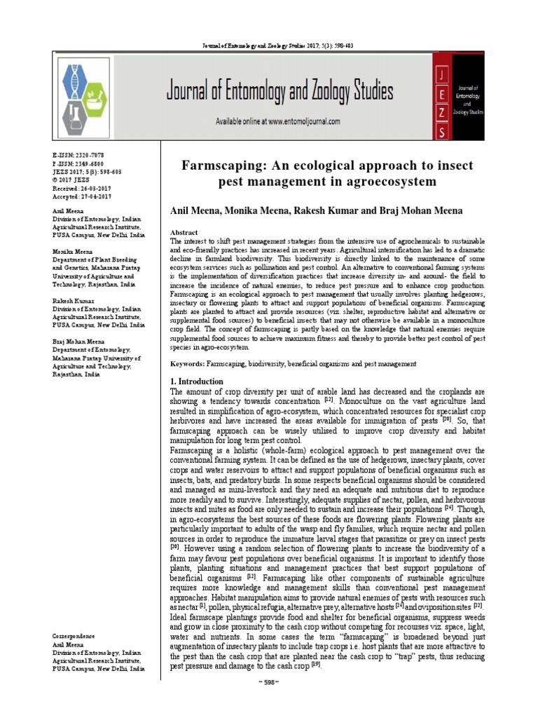 Farmscaping An Ecological Approach To Insect Pest Management in ...