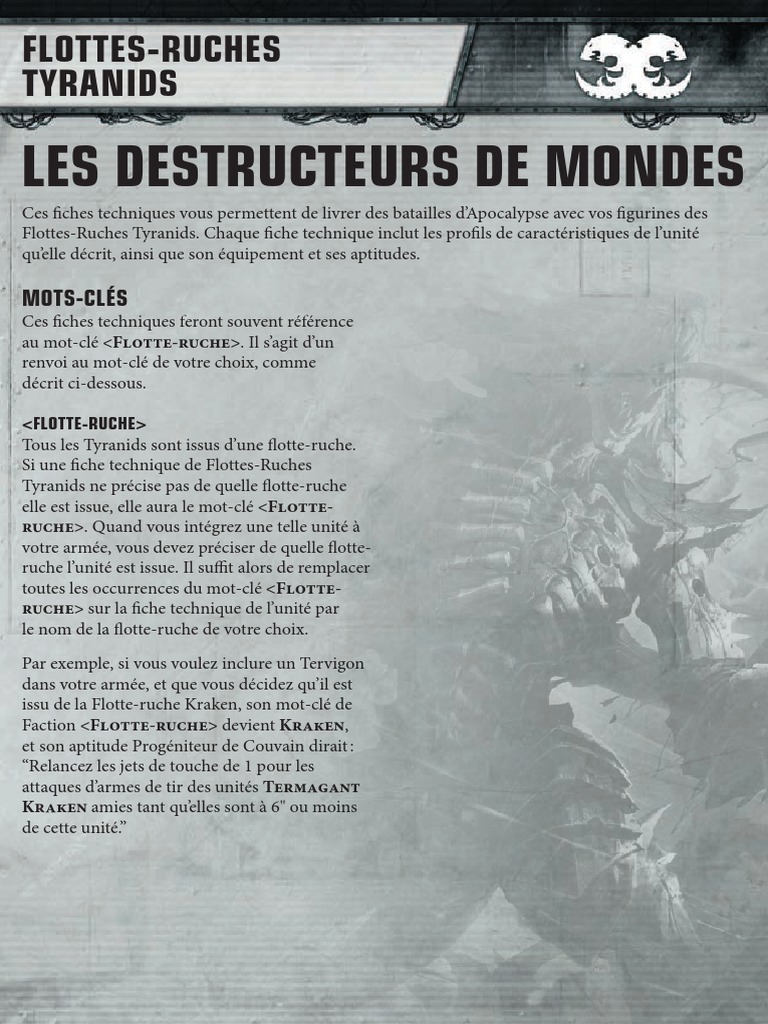 Fiches Techniques Flottes-Ruches Tyranids | PDF | Militaire