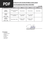 Revised Date Sheet Updated (Fall 2022 - 1st Semester) - (16-03-2023)