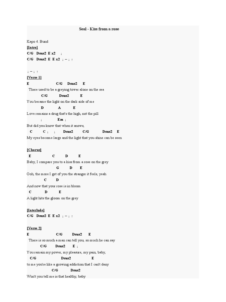 lyrics of song seal kiss from a rose