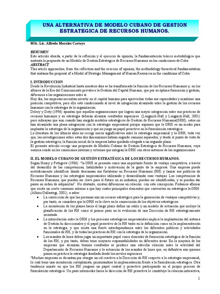 Gestión Estratégica Del Recurso Humano | PDF | Gestión estratégica