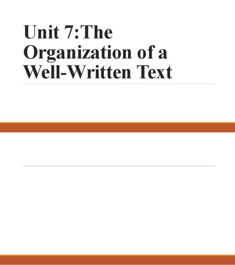 How to Organize a Well-Written Text | PDF