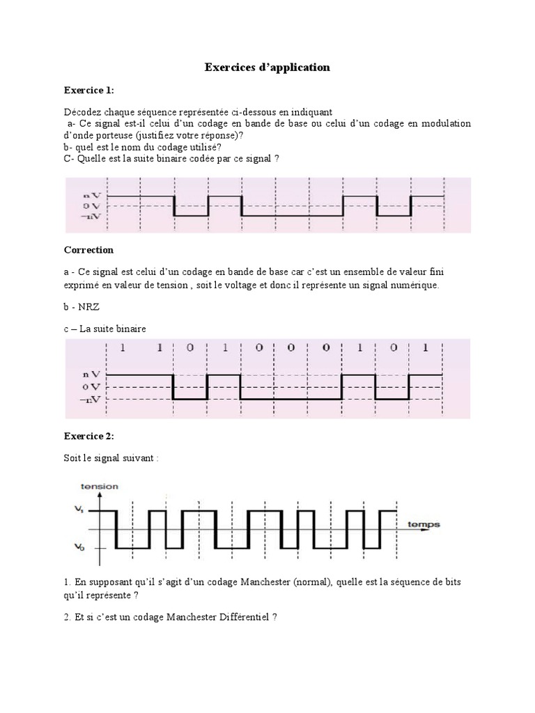 Exercices de codage en bande de base | PDF