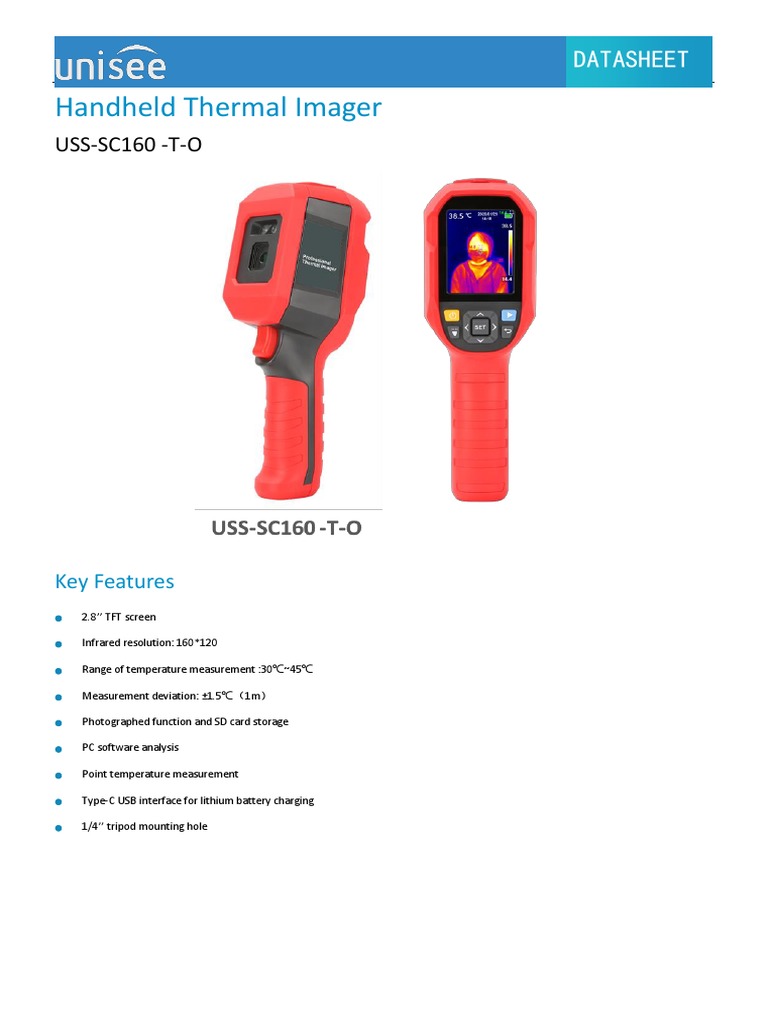USSSC160TO Handheld Thermal Imager Datasheet PDF Display