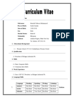 Personal information and resume of Mustofa Tadesse Muhammed