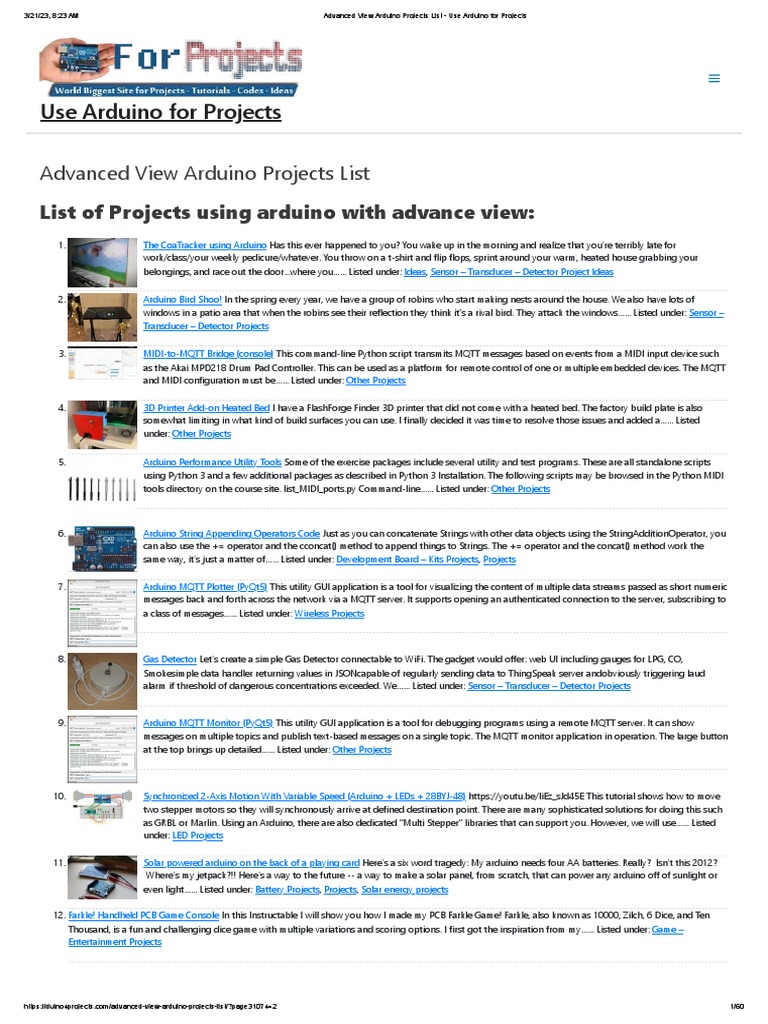 Advanced View Arduino Projects List - Use Arduino For Projects-2 | PDF ...